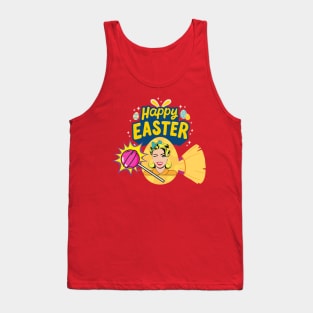 Happy easter pop art girl broom modern art lollipop girl Tank Top